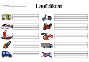 Vorschau - Arbeitsblätter - Laufdiktat Fahrzeuge - Klasse 1 - Seite 1