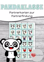 Vorschau - Mal- und Bastelvorlagen - Pandaklasse - Partnerkarten zur Partnerfindung - Deckblatt