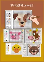 Vorschau - Arbeitsblätter - Pixelkunst, Malen nach Zahlen - Tiere auf dem Bauernhof - Deckblatt