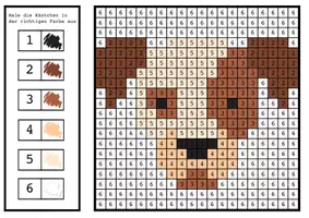 Vorschau - Arbeitsblätter - Pixelkunst, Malen nach Zahlen - Tiere auf dem Bauernhof - Seite 3