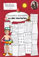 Vorschau - Arbeitsblätter - Wortarten Sommer Klasse 2-3 | Deutsch Arbeitsblätter - Deckblatt