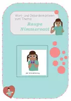 Vorschau - Fördermaterial/Inklusion - Cliparts und Begriffe zum Buch "Raupe nimmersatt" in der Gebärdensprache - Deckblatt