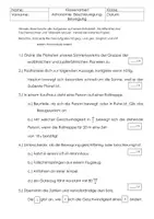 Vorschau - Arbeitsblätter - Bewegung Klassenarbeit mit Lösung und Punkteangabe - Deckblatt