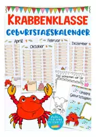 Vorschau - Mal- und Bastelvorlagen - Geburtstagskalender - Krabbenklasse - Deckblatt