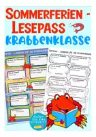 Vorschau - Arbeitsblätter - Sommerferien - Lesepass Krabbenklasse - Deckblatt