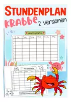 Vorschau - Anderer Materialtyp - Stundenplan - Krabbe / Krabbenklasse - Deckblatt