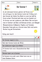 Vorschau - Arbeitsblätter - AB zum Thema Sommer - Jahreszeiten - Deckblatt