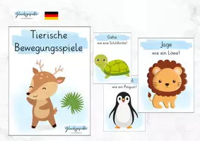 Vorschau - Spiele - Tierische Bewegungsspiele Bildkarten Spaß - Deckblatt