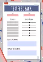 Vorschau - Arbeitsblätter - Textfeedback für Schüler*Innen - Rückmeldung zu selbst verfassten Texten - Deckblatt