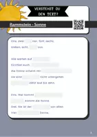 Aperçu - Autre type de ressources - Compréhension orale Textes de chansons: Rammstein - Sonne (allemande) - Page de couverture