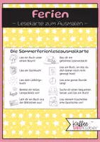 Vorschau - Mal- und Bastelvorlagen - Deutsch: Sommerferien Lesekarte zum Ausmalen - Deckblatt