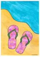 Vorschau - Stundenentwürfe - Kunststunde: Mit Flipflops am Strand (A3) - Deckblatt