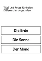 Vorschau - Arbeitsblätter - Steckbriefe Sonne, Erde, Mond - Seite 1