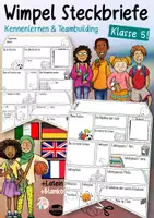 Vorschau - Arbeitsblätter - Wimpel Steckbriefe / Klasse 5 - 🇩🇪🇫🇷🇬🇧🇮🇹 Kennenlernen Schuljahresstart - Deckblatt