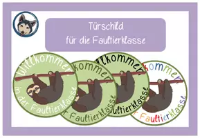 Vorschau - Präsentationen/Tafelbilder - Türschilder Faultier #Faultierklasse #Klassentier - Deckblatt