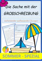 Vorschau - Arbeitsblätter - Sommer: Die Sache mit der Großschreibung - auch interaktiv - Deckblatt