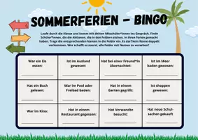 Vorschau - Arbeitsblätter - Bingo - Sommerferien Edition - Seite 1