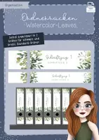 Vorschau - Mal- und Bastelvorlagen - Ordnerrücken Watercolor-Leaves / Arbeitszimmer - Deckblatt
