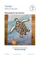 Vorschau - Arbeitsblätter - Turtle - Süße Schildkröte! Malvorlage für den Sommer! - Deckblatt