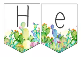 Vorschau - Anderer Materialtyp - Wimpel"Herzlich Willkommen" Motiv Kaktus - Seite 1