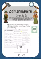 Vorschau - Arbeitsblätter - Zahlenmauern Kl.1/2 - Stunde 3: Wir finden möglichst viele Zahlenmauern mit gleicher Zielzahl! - Deckblatt