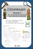 Vorschau - Arbeitsblätter - Zahlenmauern Kl.1/2 - Stunde 4: Wir vertauschen die Startzahlen und untersuchen die Zielzahl! - Deckblatt
