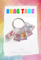Vorschau - Anderer Materialtyp - Brag Tags: Lob - Wasserfarbe - Lobkärtchen / Fleißkärtchen - Deckblatt
