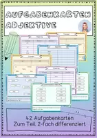Vista previa - Unidades / Secuencias / Situaciones de Aprendizaje - Aufgabenkarten Adjektive (Kartei - zum Teil 2-fach differenziert) - Portada