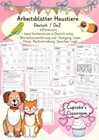Vorschau - Arbeitsblätter - Deutsch/ DaZ - Arbeitsblätter Haustiere - Lerntheke, Sprachförderung, Wortschatz, Inklusion - Deckblatt
