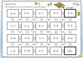 Vorschau - Arbeitsblätter - MATHE Kleines Einmaleins - Labyrinth Rätsel - Deckblatt