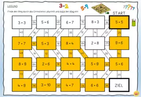 Vorschau - Arbeitsblätter - MATHE Kleines Einmaleins - Labyrinth Rätsel - Seite 1