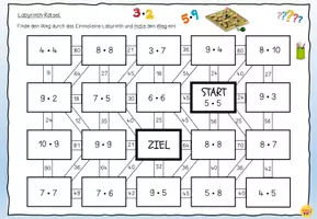 Vorschau - Arbeitsblätter - MATHE Kleines Einmaleins - Labyrinth Rätsel Arbeitsblatt 10 - Deckblatt