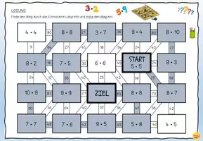 Vorschau - Arbeitsblätter - MATHE Kleines Einmaleins - Labyrinth Rätsel Arbeitsblatt 10 - Seite 1