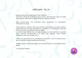 Aperçu - Feuilles d'exercices - Anglais: Jeu de vocabulaire - WORD GAME - Page 1