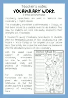 Vista previa - Hojas de trabajo - SCHOOL THINGS - Vocabulary work (3-times differentiated) - página 1
