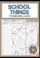 Vista previa - Hojas de trabajo - SCHOOL THINGS - Vocabulary work (3-times differentiated) - Portada