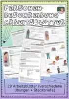Vista previa - Hojas de trabajo - Personenbeschreibung Arbeitsblätter (Übungen + Steckbriefe) - Portada