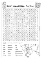Vorschau - Arbeitsblätter - Rund um Asien - Suchsel (Buchstabengitter) - Deckblatt