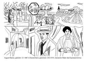 Vorschau - Arbeitsblätter - KUNST: tolles Ausmalbild - August Macke (PDF) - Seite 2