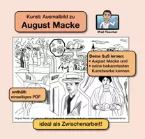 Vorschau - Arbeitsblätter - KUNST: tolles Ausmalbild - August Macke (PDF) - Deckblatt