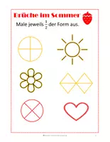 Vorschau - Arbeitsblätter - Brüche im Sommer - Grundlagen Bruchrechnung - Hälfte / Viertel / Drittel - Seite 3