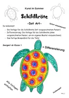 Vorschau - Mal- und Bastelvorlagen - Kunst im Sommer: "Schildkröte" tupfen (Dot Art) - Deckblatt