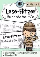Vorschau - Arbeitsblätter - Lese-Flitzer | Buchstabe E/e | Lesetempo-Training | Grundschrift - Deckblatt