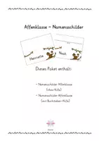 Vorschau - Arbeitsblätter - Affenklasse Namensschilder - Deckblatt