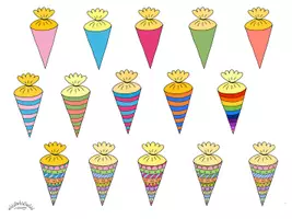 Vorschau - Mal- und Bastelvorlagen - Muffin-Topper / Cake-Topper / Spieße „SCHULTÜTE“ - Seite 2