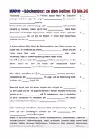 Vorschau - Arbeitsblätter - Mano - Lückentext - erste Textbegegnung - Roman v. Anja Tuckermann - Einstieg - Deckblatt