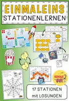 Vorschau - Stundenentwürfe - EINMALEINS Stationenlernen Mathe Rechenblätter 1x1 Rechenspiele Lerntheke - Deckblatt