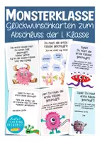 Vorschau - Anderer Materialtyp - 1. Klasse geschafft - Grußkärtchen Monsterklasse - Deckblatt