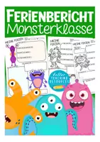 Vorschau - Arbeitsblätter - Ferienbericht - Monsterklasse / Klassenmaskottchen Monster - Deckblatt