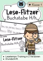 Vorschau - Arbeitsblätter - Lese-Flitzer | Buchstabe H/h | Lesetempo-Training | Grundschrift - Deckblatt
